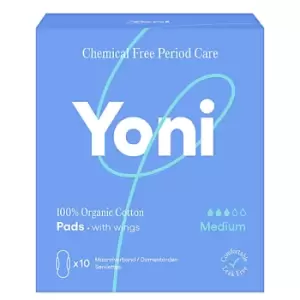Image of Yoni Organic Cotton Pads Medium Individually wrapped with wings (10)