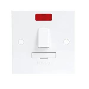 Image of KnightsBridge 13A White Switched Connection Unit with Neon Fused and Flex Spur Electric Wall Plate