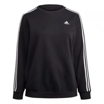 Image of adidas Essentials 3-Stripes Fleece Sweatshirt (Plus Size) - Black / White