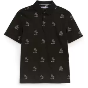 Image of Ted Baker Kimche Palm Tree Embroidered Polo Shirt - Black