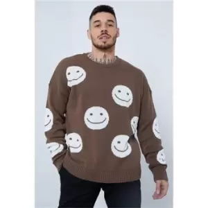 Image of I Saw It First Taupe Smiley Face Jumper - Brown