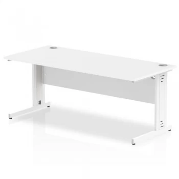 Image of Trexus Rectangular Desk White Cable Managed Leg 1800x800mm White Ref