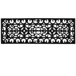 Image of Rubber Step Mat, 25x75cm,Black, Lexi Wrought Iron Effect - JVL