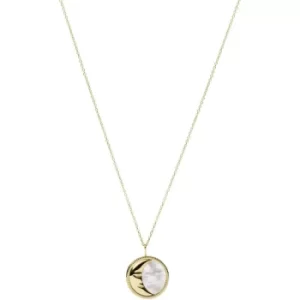 Image of Fossil Georgia Moonphase White Mother-of-Pearl Pendant Necklace
