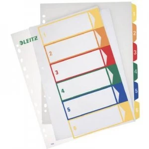 Image of Leitz 12920000 Index A4, Oversized 1-6 Polypropylene Multicolour 6 dividers Printable 12920000