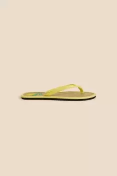 Image of Lemon Embroidered Seagrass Flip Flops