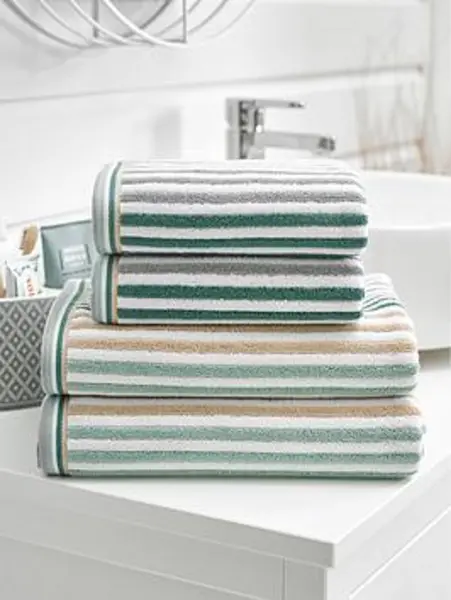 Image of Deyongs Hanover Stripe Towel Collection Walnut W136M Unisex Bath Sheet,Bath Towel,Hand Towel