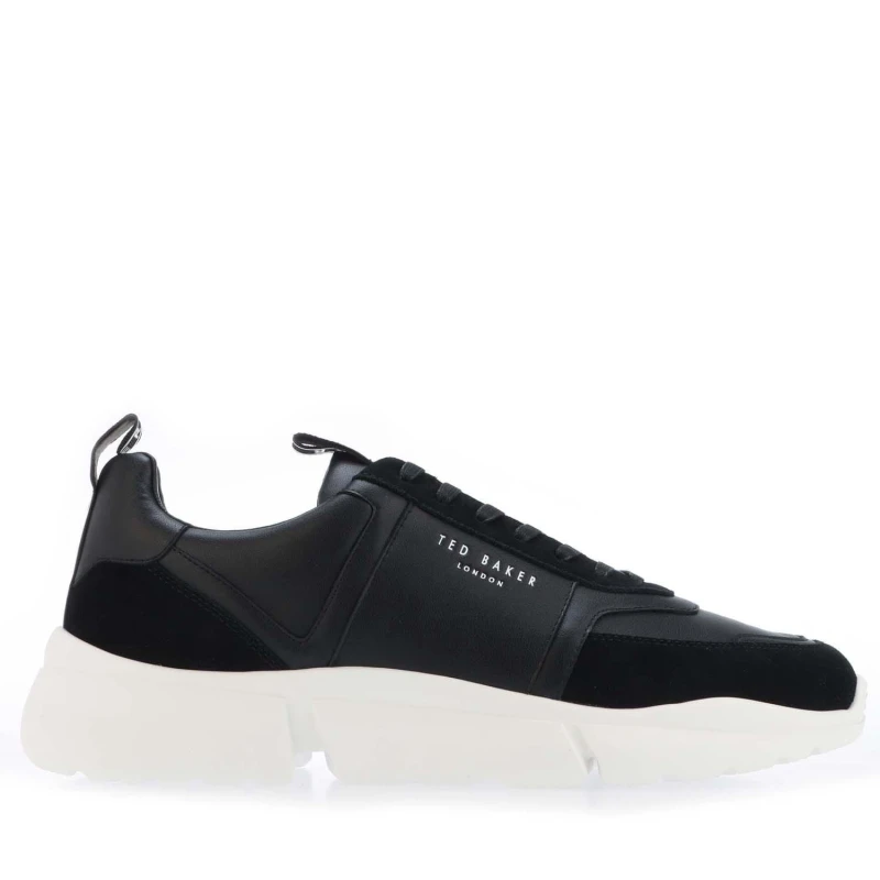 Image of Ted Baker Cyclew Webbing Leather & Suede Trainers - Black 12