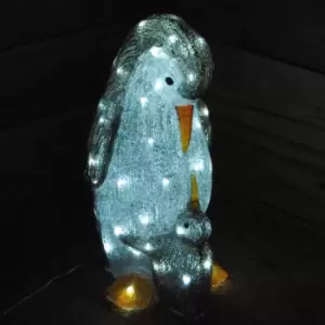 Image of LED Acrylic Penguin with Baby Christmas Decoration with Cool White Lights