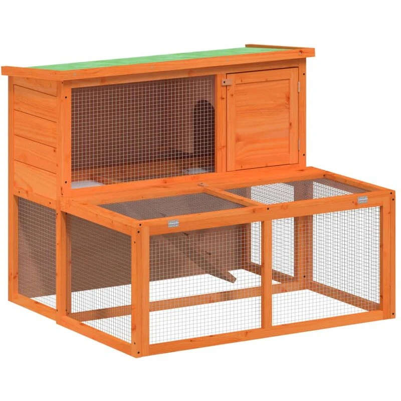 Image of VIDAXL Rabbit Hutch Brown 102x90x84.5cm Solid Wood Pine vidaXL 8720845798574