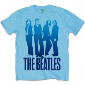Image of The Beatles - Iconic Image on Logo Mens Medium T-Shirt - Blue