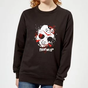 Image of Friday the 13th Mask Splatter Womens Sweatshirt - Black - 5XL