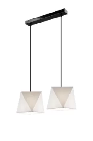 Image of Carla Bar Pendant Ceiling Light, Fabric Shade White, 2x E27