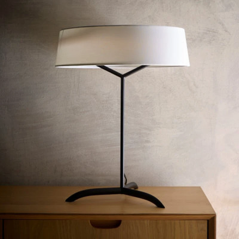 Image of K Living Luna Black LED Table Lamp With White Shade