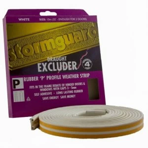 Image of Stormguard P Profile Rubber Draught Seal - 10m - White