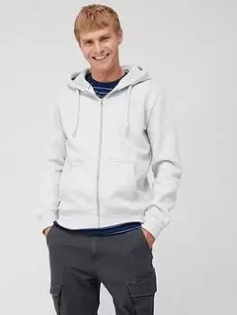 Image of Superdry Vintage Logo Embroidered Zip Thru Hoodie, Grey Marl Size M Men