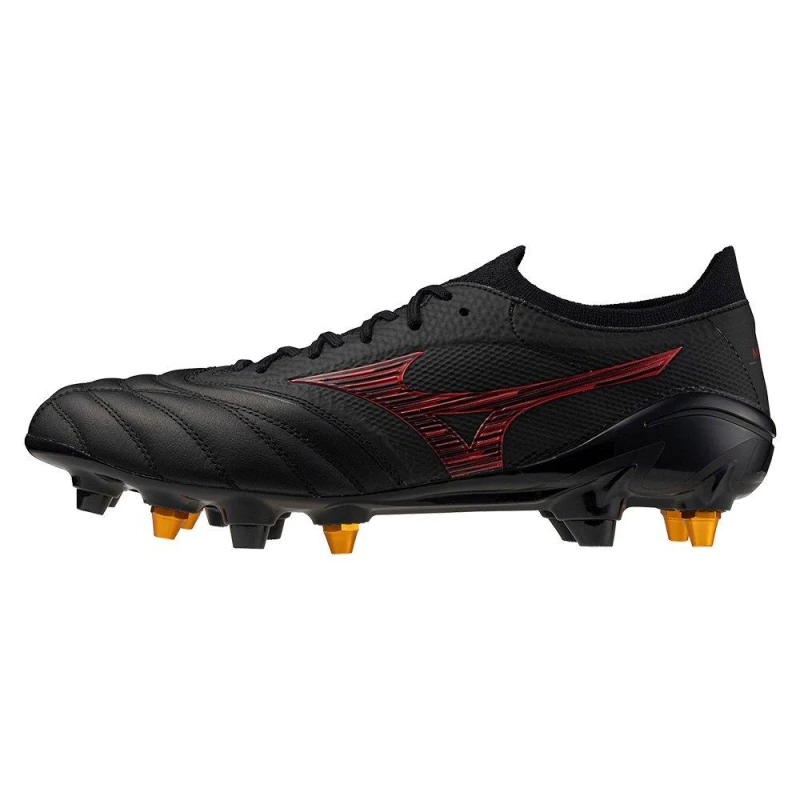 Image of Mizuno Morelia Neo 4 Elite Adults Soft Ground Football Boots Black/Red/Black male 8 (42)