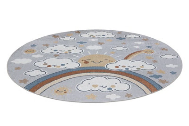 Image of RugsX Carpet Bono 8437 Circle Clouds, Sky, Light Grey / Cream Circle 100 Cm