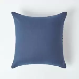 Image of Navy Blue European Linen Pillowcase, 40 x 80cm - Blue - Homescapes