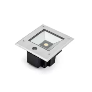 Image of Square Recessed Stainless Steel Ground Outdoor Effect Light, High Power LED, 12W, 230V, Sensor, IP65