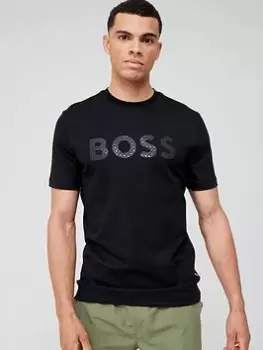 Image of BOSS Tiburt 338_hc Large Logo T-Shirt - Black, Size XL, Men