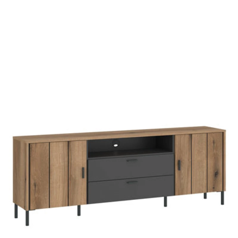 Image of Furniture To Go Arundel TV Cabinet 2 Door 2 Drawer 173Cm Wide In Oak/grey