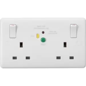 Image of 13A 2G DP RCD Switched Socket White - 30mA (Type A) 230V IP20