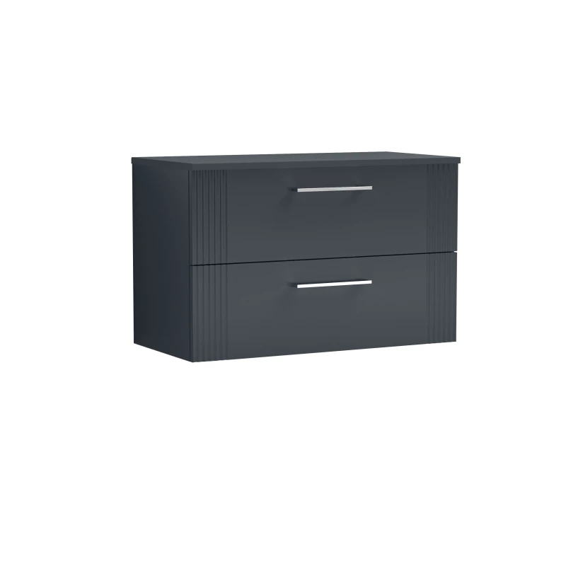 Image of Balterley 2 Drawer Wall Hung Vanity Colour Match Worktop 800mm Black