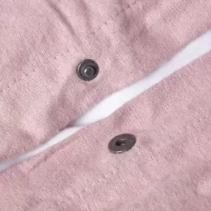 Image of HOMESCAPES Pink Flannelette Brushed Cotton Duvet Cover Set King Size - Blush Pink - Blush Pink