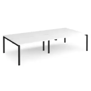 Image of Bench Desk 4 Person Rectangular Desks 3200mm White Tops With Black Frames 1600mm Depth Adapt