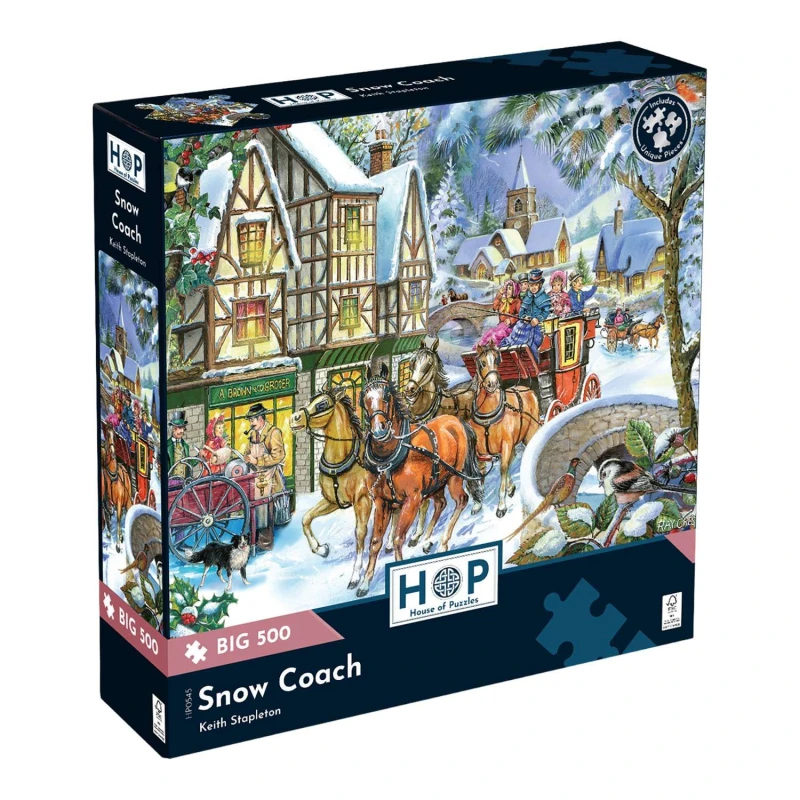 Image of The House Of Puzzles Snow Coach, BIG 500 Piece Jigsaw Puzzle Multi unisex