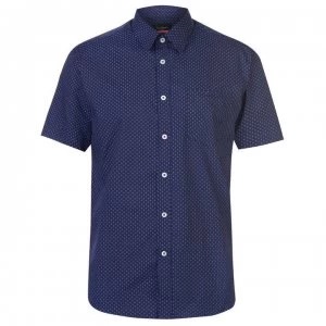 Image of Pierre Cardin Short Sleeve Shirt Mens - Navy/Wht Geo