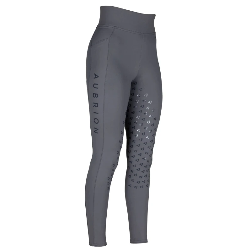 Image of Aubrion Eltar Horse Riding Tights in Grey Size: 11-12 Years Grey Unisex 11-12 Years