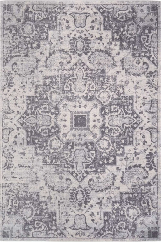 Image of THE RUGS Montana Vintage Grey & Cream Living Room Area Rug 4060 Size: 120cm x 170cm Grey Unisex 120cm x 170 cm