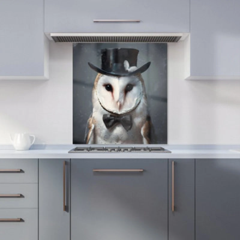 Image of Warren Reed - Designer Owl In A Top Hat Kitchen Splashback W700Mm X H750Mm, Multi WR00901-P448