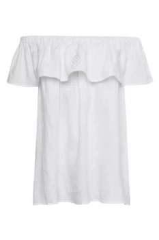 Image of Great Plains Lagos Linen Cold Shoulder Top Optic White