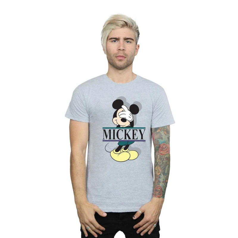 Image of Disney Men Mickey Mouse Letters T-Shirt in Grey Size: Small Grey S Male 5057981032754