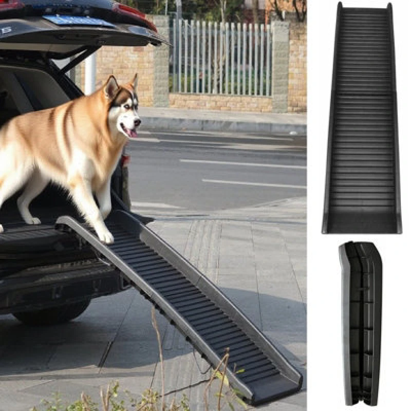 Image of Gr8 Home Dog Pet Ramp Plastic Folding Lightweight Strong Bi Fold Travel Car Van Portable