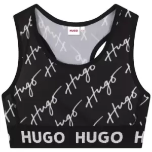Image of HUGO Girls Black Cropped Logo Top - Black