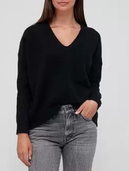 Image of Superdry Studios Slouch V-neck Knit - Black, Size 10, Women