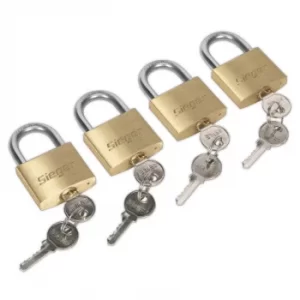 Image of Brass Body Padlock with Brass Cylinder 40MM Key Alike Pack of 4