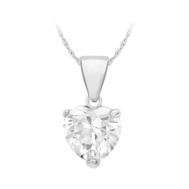 Image of Be You Sterling Silver CZ Heart Necklace Silver female 18inch