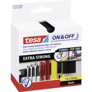 Image of TESA On & Off 55229-00-01 Hook-and-loop tape stick-on Hook and loop pad, Heavy duty (L x W) 1000 mm x 50 mm Black