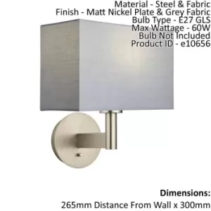 Image of Wall Light & Shade Matt Nickel & Grey Fabric 60W E27 Living Room e10656