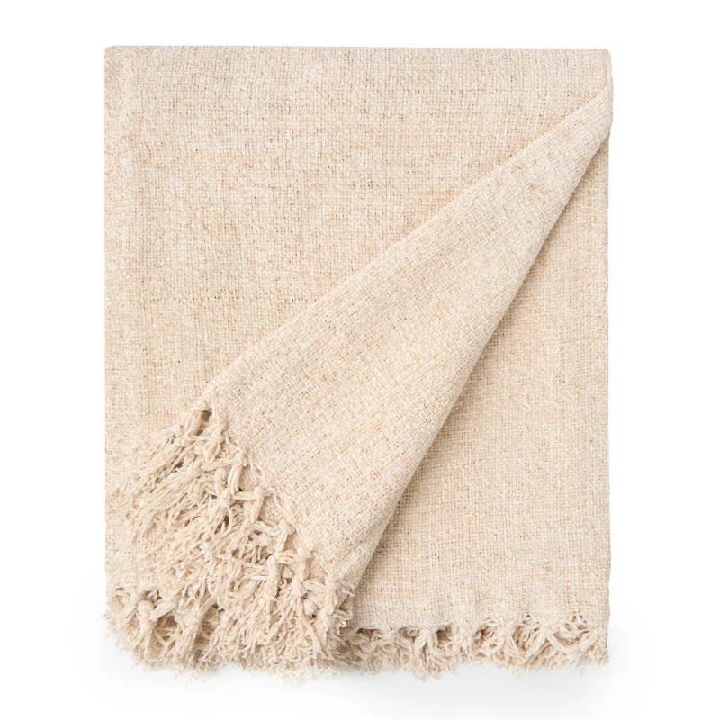 Image of Emma Barclay Throw Blanket Soft Chenille Darcy Natural unisex 152x203cm