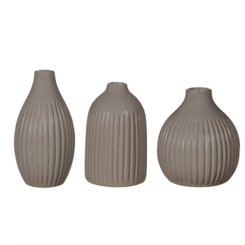 Image of Sass & Belle Grooved Bud Vases Grey - Set of 3