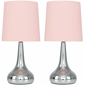 Image of 2 x Teardrop Touch Table Lamps - Pink
