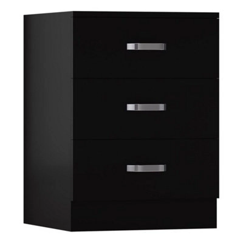 Image of FWStyle FWStyle Black 3 Drawer Chest Of Drawers Metal Handles Scratch Resistant Black One Size Unisex 5056413127815