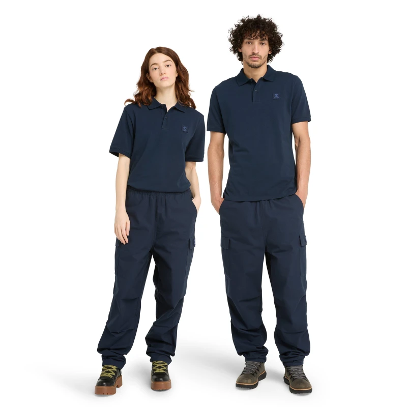 Image of Timberland Mens White Short Sleeve Polo Shirt Dark Sapphire male M