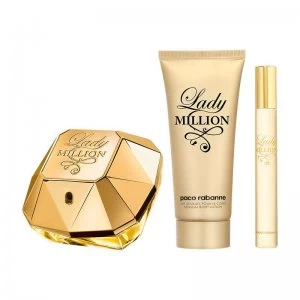 Image of Paco Rabanne Lady Million 80ml Eau de Parfum + 100ml Body Lotion + 10ml Eau de Parfum